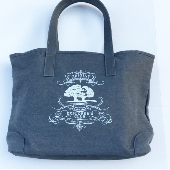 Origins Grey Explorer’s Club NYC Canvas Tote Bag - Picture 1 of 11